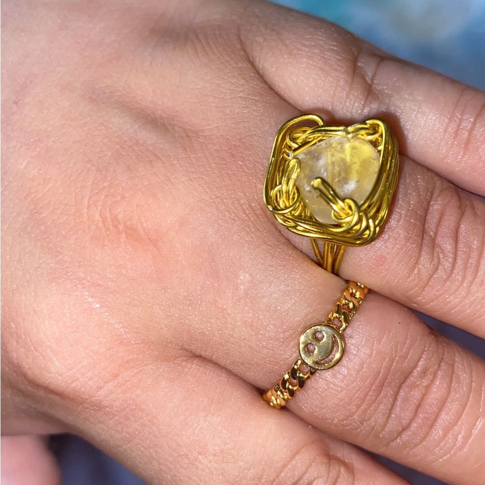 Clear quartz  wire wrapped ring size  8